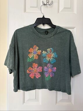 Wild Fable Flower Print Crop Top Oversized Women’s Small